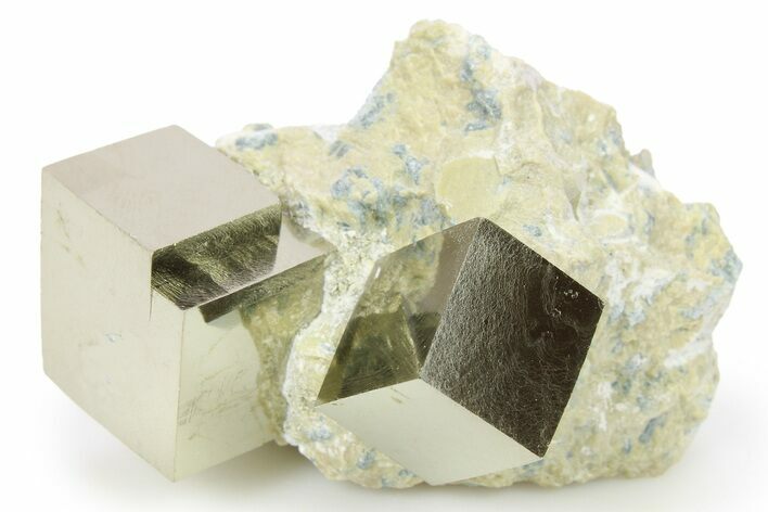 Two Natural Pyrite Cubes In Rock - Navajun, Spain #265301